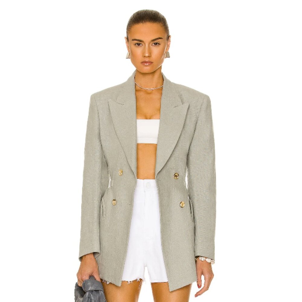 BNWT Blaze Milano Bella LINEN Anyway Blazer Jacket - Size 1 - Sage - $1,734
